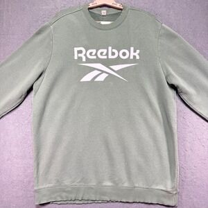 Reebok Logo Crewneck Sweatshirt Sage Green Mens Pullover Long Sleeve